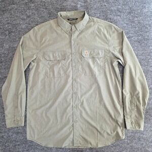 Carhartt Force Shirt Mens XL (Tall) Tan Relaxed Fit Long Sleeve Button Down Work